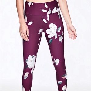 Athleta 7/8 Floral Elation Leggings sz XS purple/burgundy